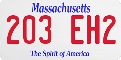 MA license plate 203EH2