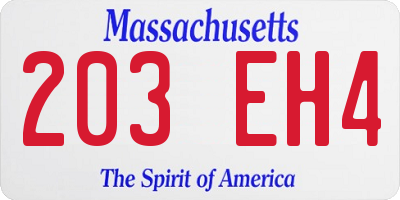 MA license plate 203EH4