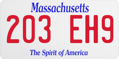 MA license plate 203EH9