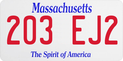 MA license plate 203EJ2