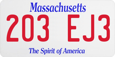 MA license plate 203EJ3