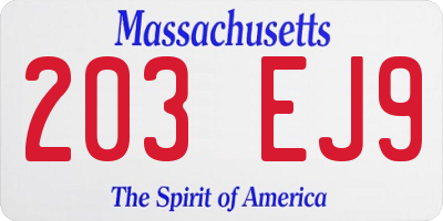 MA license plate 203EJ9