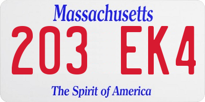 MA license plate 203EK4