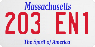 MA license plate 203EN1