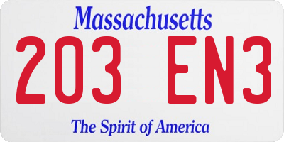 MA license plate 203EN3