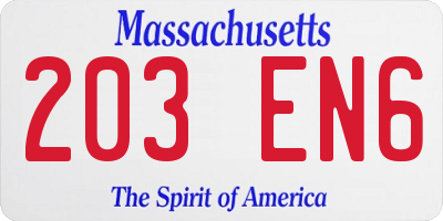 MA license plate 203EN6
