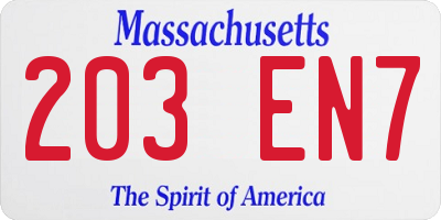 MA license plate 203EN7