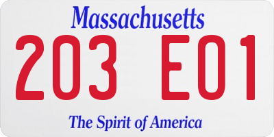 MA license plate 203EO1