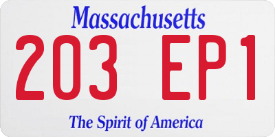 MA license plate 203EP1