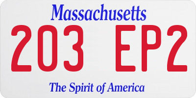 MA license plate 203EP2