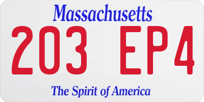 MA license plate 203EP4