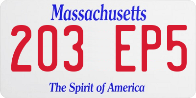 MA license plate 203EP5