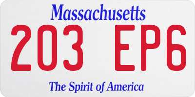 MA license plate 203EP6