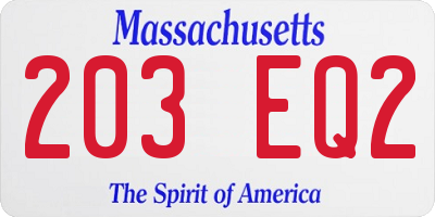 MA license plate 203EQ2