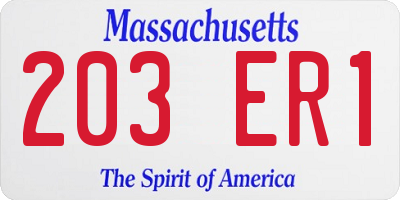 MA license plate 203ER1