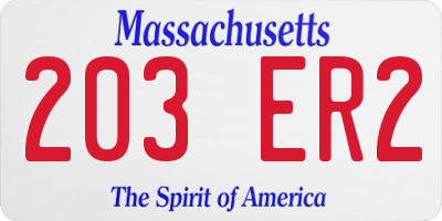 MA license plate 203ER2