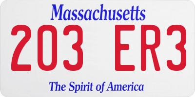 MA license plate 203ER3