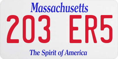 MA license plate 203ER5