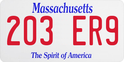MA license plate 203ER9