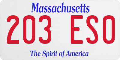 MA license plate 203ES0