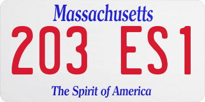 MA license plate 203ES1
