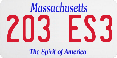 MA license plate 203ES3