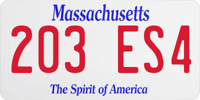 MA license plate 203ES4