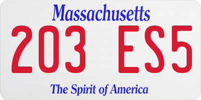 MA license plate 203ES5