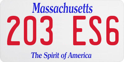 MA license plate 203ES6