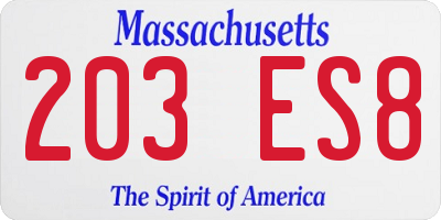 MA license plate 203ES8