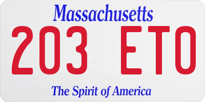MA license plate 203ET0