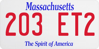 MA license plate 203ET2