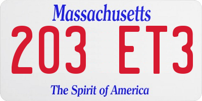 MA license plate 203ET3