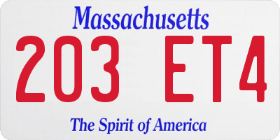 MA license plate 203ET4