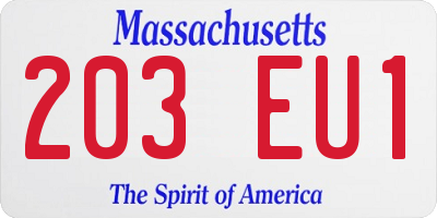 MA license plate 203EU1