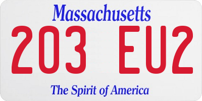 MA license plate 203EU2