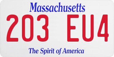 MA license plate 203EU4