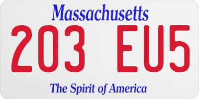 MA license plate 203EU5