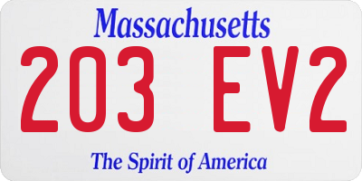 MA license plate 203EV2
