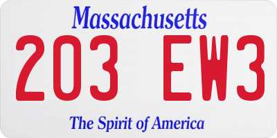 MA license plate 203EW3