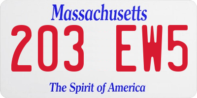 MA license plate 203EW5