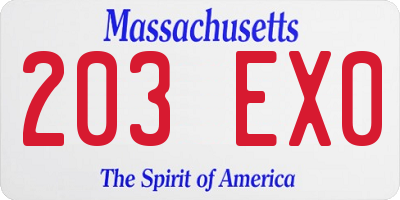 MA license plate 203EX0