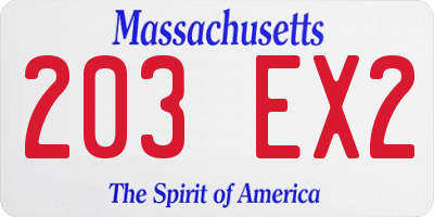 MA license plate 203EX2
