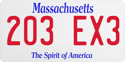 MA license plate 203EX3