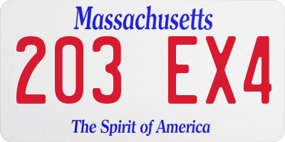 MA license plate 203EX4
