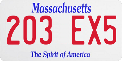 MA license plate 203EX5