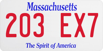 MA license plate 203EX7