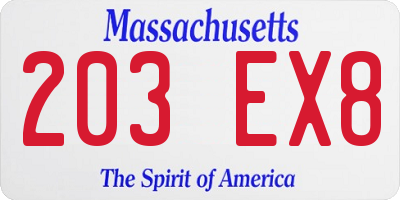 MA license plate 203EX8