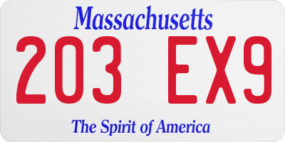 MA license plate 203EX9