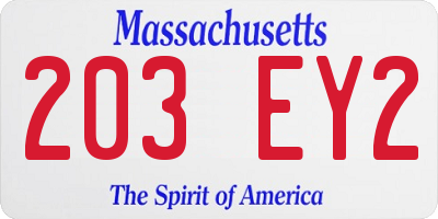 MA license plate 203EY2